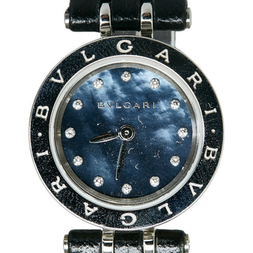 BVLGARI B Zero One Shell Diamond Watch BZ23S Quartz Navy Dial Stainless Steel Ladies