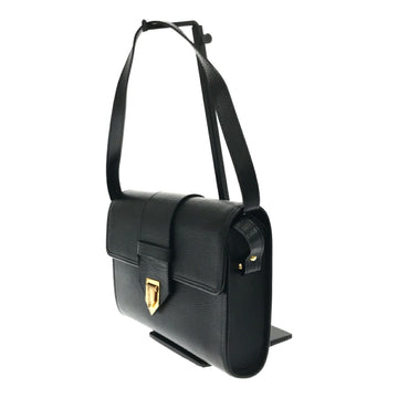 YVES SAINT LAURENT shoulder bag logo black simple gold hardware ladies