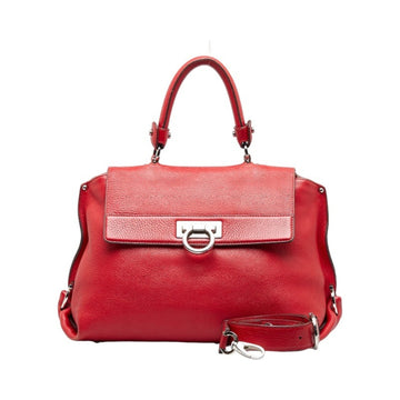SALVATORE FERRAGAMO Gancini Sofia Handbag Shoulder Bag BW-21 A896 Red Leather Ladies