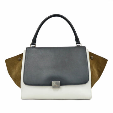 CELINE Sulky Boston Bag Handbag Mini PVC Leather White Gray Beige