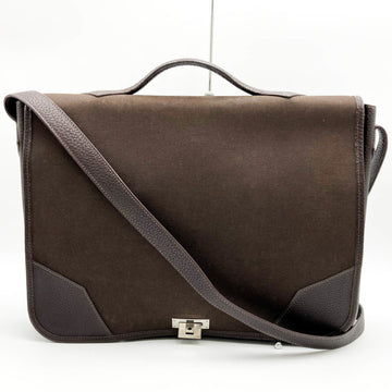 HERMES Victoria Shoulder Bag Messenger Crossbody Brown Canvas Leather Men's Women's Fashion