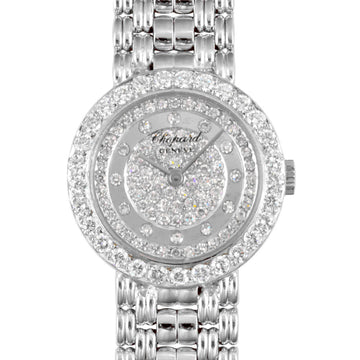 CHOPARD Diamond Bezel Index K18WG Women's Quartz Watch Mirror Silver Dial 10/5602
