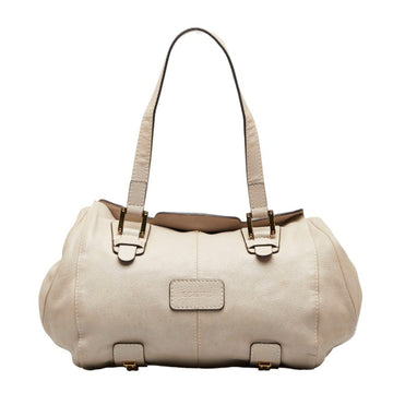 LOEWE Anagram Road Bag Handbag Shoulder Greige Leather Ladies