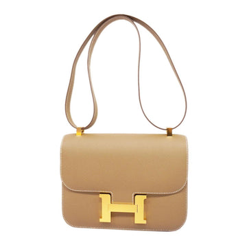 HERMES Shoulder Bag Constance 24 Miroir U Engraved Vaux Epson Etoupe Gold Hardware Women's