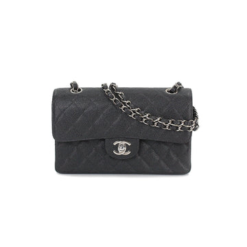 Chanel matelasse 23 chain shoulder bag caviar skin black A01113 silver metal fittings Matelasse Bag