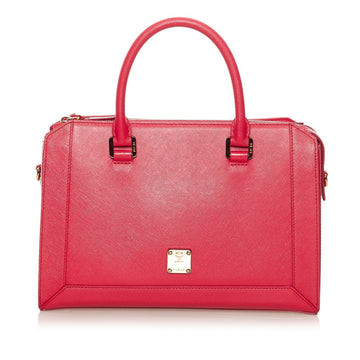 MCM Handbag Shoulder Bag Pink Leather Ladies