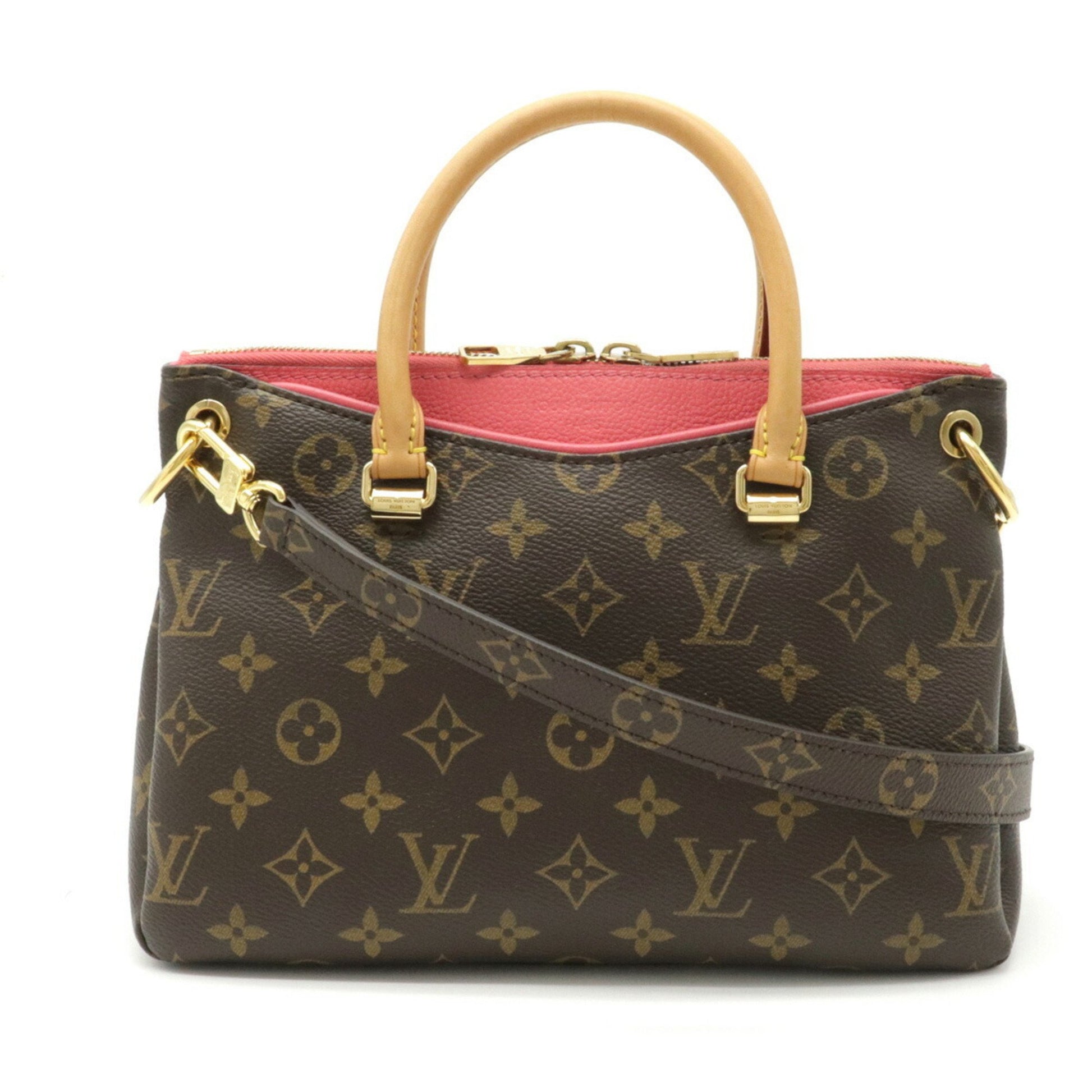 Louis Vuitton Monogram Pallas BB Handbag Shoulder Bag Leather Poppy Pe