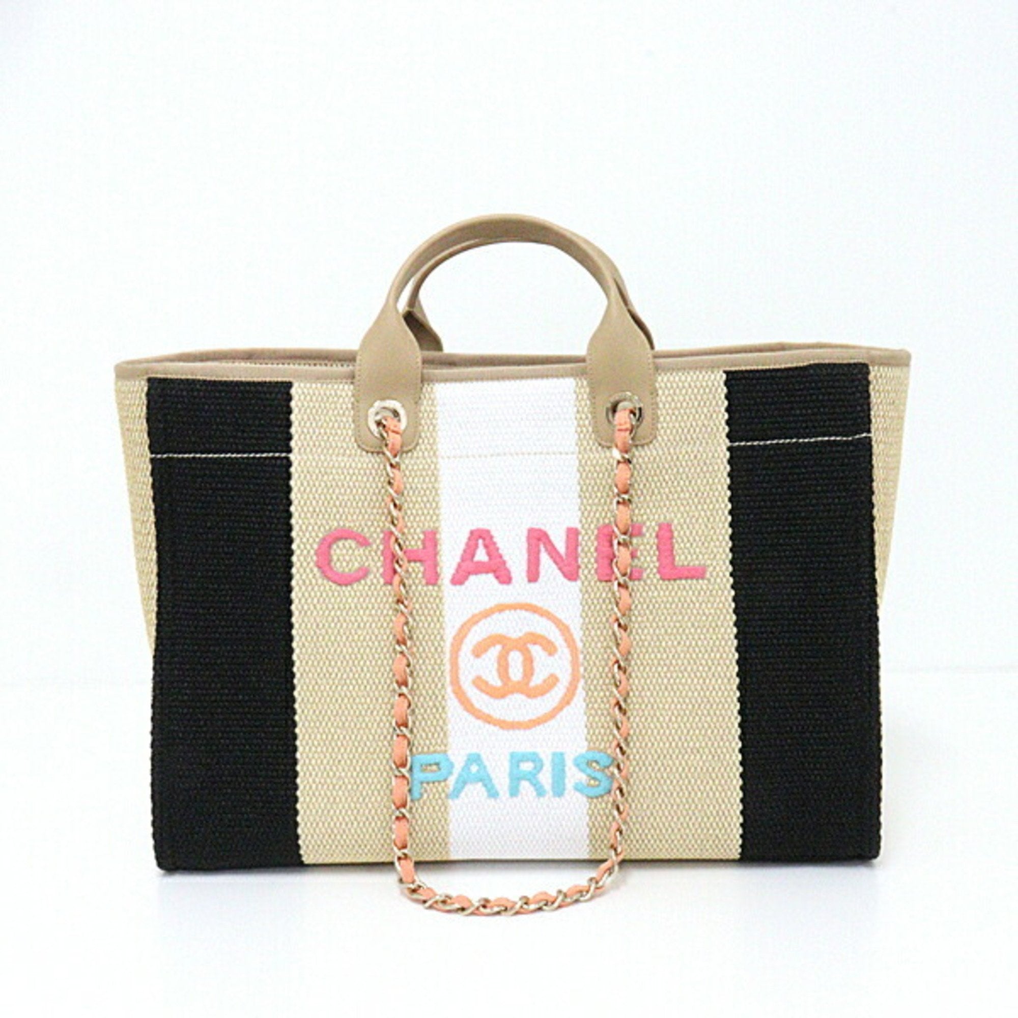 Chanel A69941 B06387 NE267 Deauville Shopping Tote Mixed Fibers Fabric Tote B Blue / NE267 Fabric Tote Bag SHW