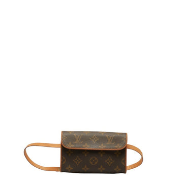 LOUIS VUITTON Monogram Pochette Florentine Body Bag Waist Shoulder M51855 Brown PVC Leather Ladies