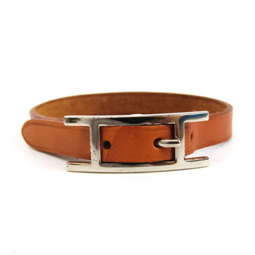 Hermes Hapi III Leather,Metal Bracelet Brown,Silver