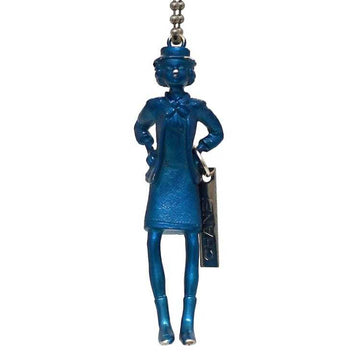 CHANEL Mademoiselle Doll Long Necklace Blue Silver Metal 02 A  Charm Pendant Keychain Motif Limited Edition