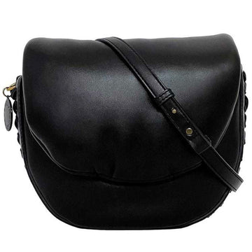 STELLA MCCARTNEY Bag Black Gold 7B0006 Soft Leather  Flap Down Handbag Shoulder Puffer Cushion Trend