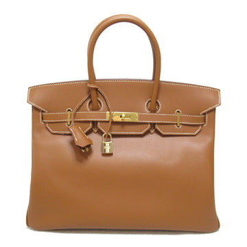 HERMES Birkin 35 handbag Brown Gold leather Epsom