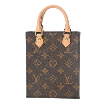 LOUIS VUITTON Monogram Petite Sac Plat Brown M81295 Women's Canvas Handbag
