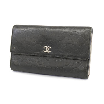 CHANELAuth  Camellia Bifold Long Wallet Women's Lambskin Long Wallet [tri-fold]