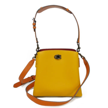 COACH Shoulder Bag Willow Bucket C Multi Dark Yellow Brown Bordeaux Color Block Flux C3766 Women's