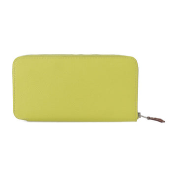 HERMES Azap Long Silk In Wallet Vo Epsom Yellow Series Silver Metal Fittings A Engraved Round Zipper