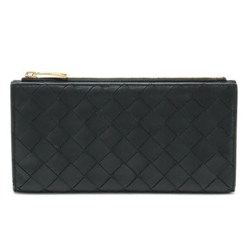 BOTTEGA VENETA Maxi Intrecciato Long Wallet Leather Black