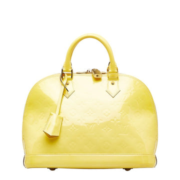 LOUIS VUITTON Monogram Vernis Alma PM Handbag M90101 Citrine Yellow Patent Leather Women's