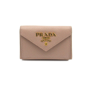 PRADA Tri-fold wallet Beige Safiano leather 1MH021QWAF0236