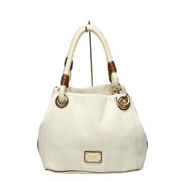 MICHAEL KORS Rope Bag Canvas Marine Style White x Brown Tote