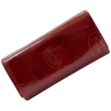 Cartier Bifold Long Wallet Bordeaux Happy Birthday L3000722 Calf Leather Flap Women's