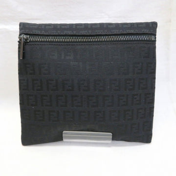 FENDI Zucca Pouch 7N0013 Black Square Unisex Bag