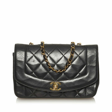 Chanel Matelasse Diana Coco Mark Chain Shoulder Bag Black Lambskin Ladies CHANEL