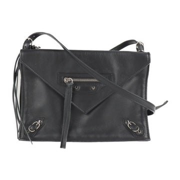 BALENCIAGA paper shoulder bag 357321 leather black 2WAY clutch mini handbag