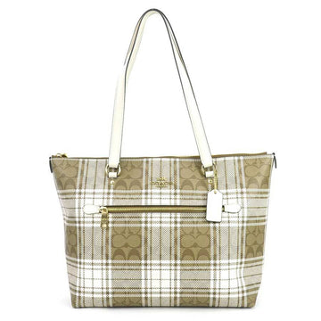 COACH Shoulder Bag Coated Canvas Brown x Ivory Women's r9566f