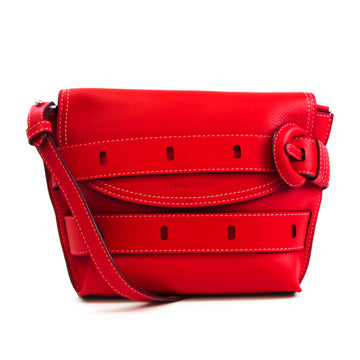 J&M DAVIDSON THE BELT BAG 1813N Women's Leather Shoulder Bag Red Color