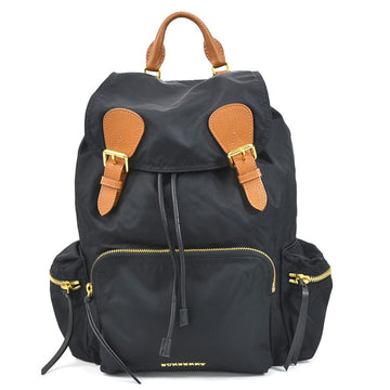 BURBERRY Backpack Nylon/Leather Black x Brown Unisex