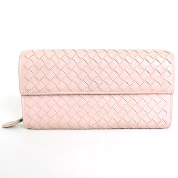 BOTTEGA VENETA BOTTEGAVENETA Long Wallet Intrecciato Leather Light Pink Women's