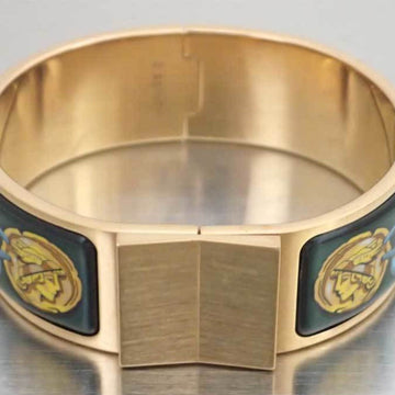 HERMES bangle bracelet click crack metal/enamel gold/green/blue ladies