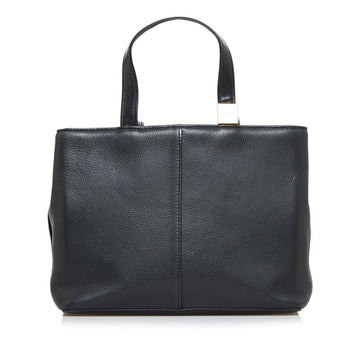 BURBERRY Nova Check Handbag Black Leather Ladies