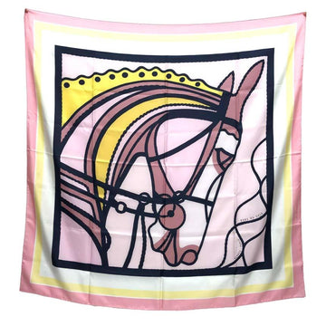 HERMES scarf muffler Carre 140 ROBE DU SOIR POP robe du soir pop horse pattern large size shawl silk 100% rose buvard pink aq5034