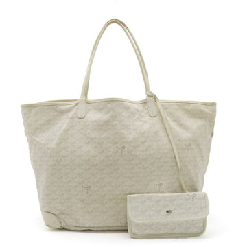 GOYARD Tote Bag Shoulder Coated Canvas Leather White Gray