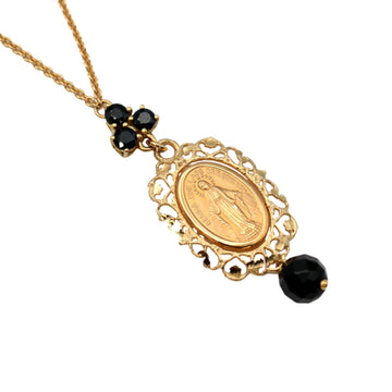 DOLCE & GABBANA Virgin Mary medallion necklace black sapphire jade K18YG yellow gold women's jewelry DOLCE&GABBANA