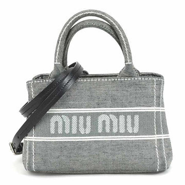 MIU MIUMIU Handbag Crossbody Shoulder Bag Canvas Black 5BA219