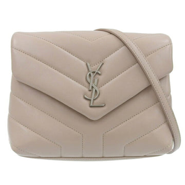 SAINT LAURENT Loulou Leather Shoulder Bag 467072 Pink Beige Ladies