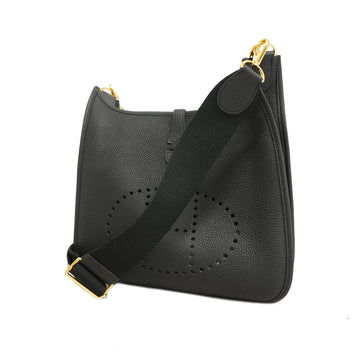 Hermes Evelyn 3 Y Stamp Women's Taurillon Clemence Shoulder Bag Black