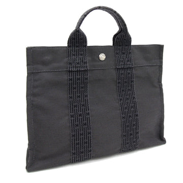 Hermes Handbag Aleline Tote PM Gray Canvas Bag With Cadena Key Old Type Pull Ladies