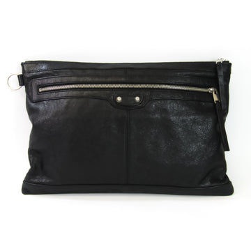 Balenciaga Clip L 273023 Men's Leather Clutch Bag Black