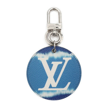 LOUIS VUITTON Portocre Illustre Keychain M69272 Leather Blue White Silver Metal Fittings Key Ring Bag Charm