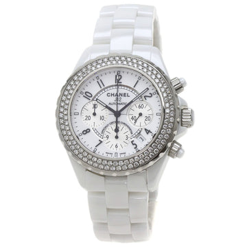 Chanel H1008 J12 Bezel Diamond Watch Stainless Steel/White Ceramic/Diamond Men's