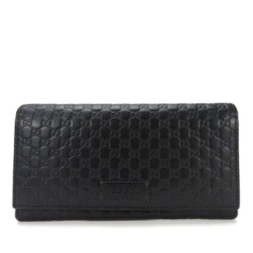 GUCCI Bifold Long Wallet 449396 GG Micro sima Leather Black Accessories Unisex Women Men  long wallet leather black