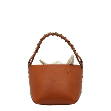 LOEWE Square Bucket Handbag Brown Leather Women's