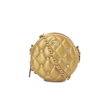 Chanel matelasse chain shoulder bag leather gold round type Matelasse Bag
