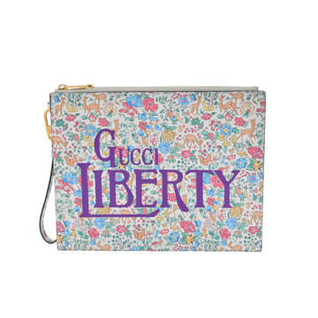 Gucci Liberty Collaboration White 636252 Unisex Leather Clutch Bag