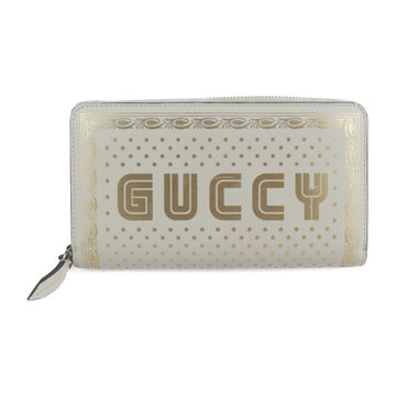 GUCCI GUCCY SEGA Collaboration Long Wallet 510488 Leather Ivory Gold Round Zipper